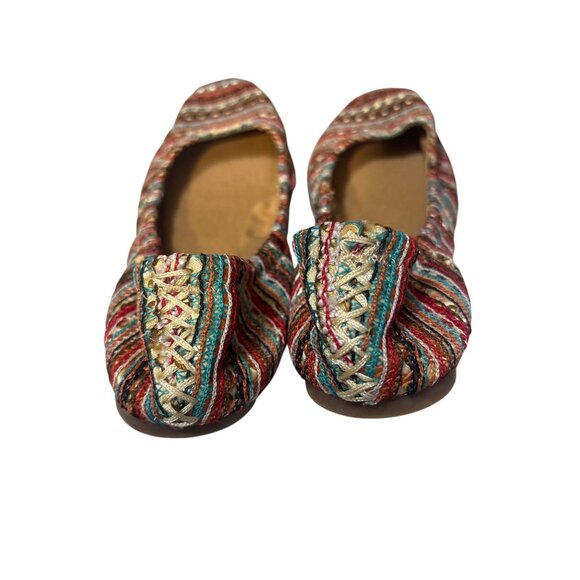 Lucky Brand Womens 9M Multicolor Striped Ballet Flats With Elastic Trim - Picture 4 of 6